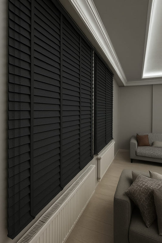 Artella 50mm Orijinal Ahşap Jaluzi Perde Antrasit