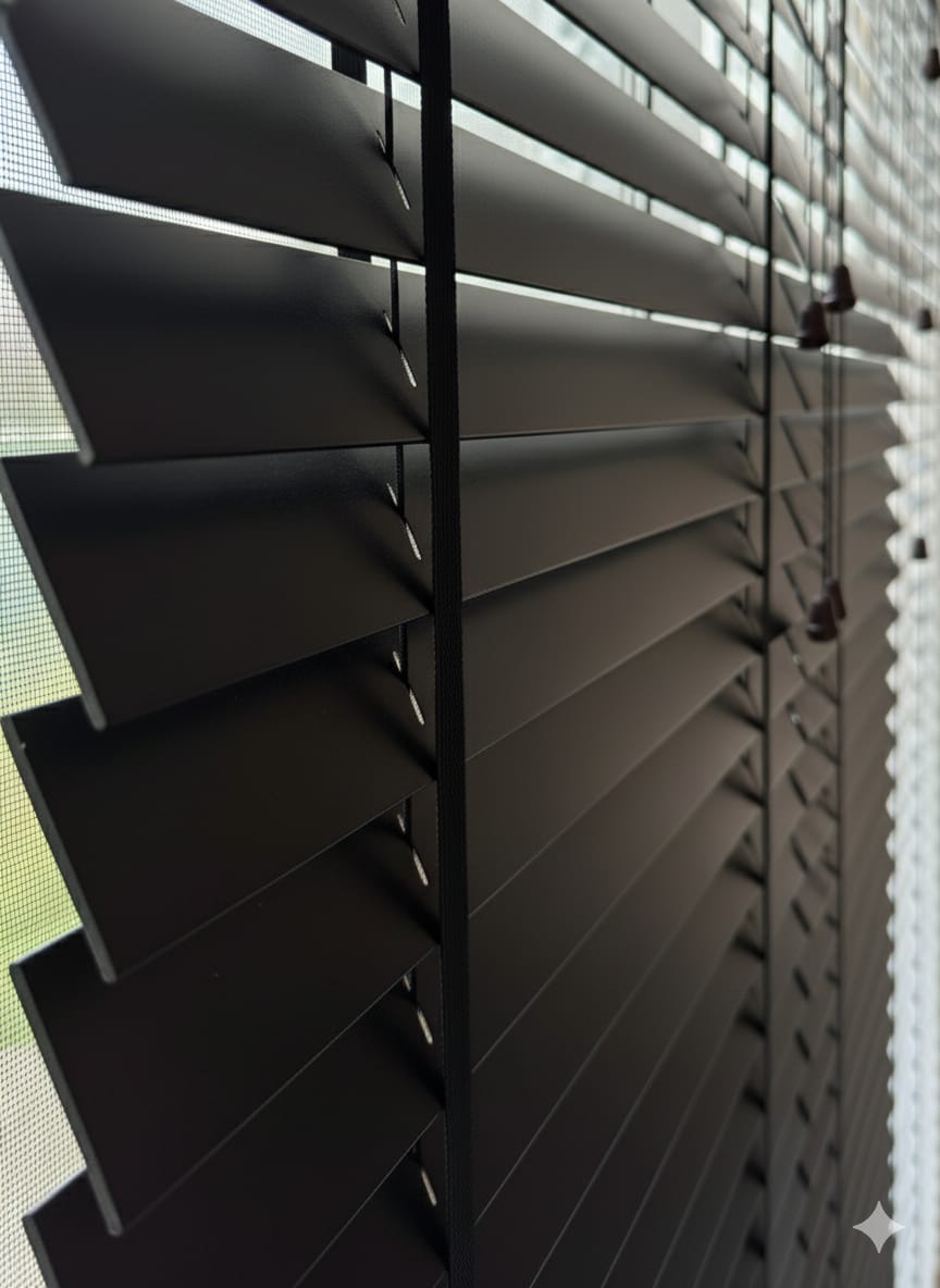 Artella 50mm Orijinal Ahşap Jaluzi Perde Antrasit