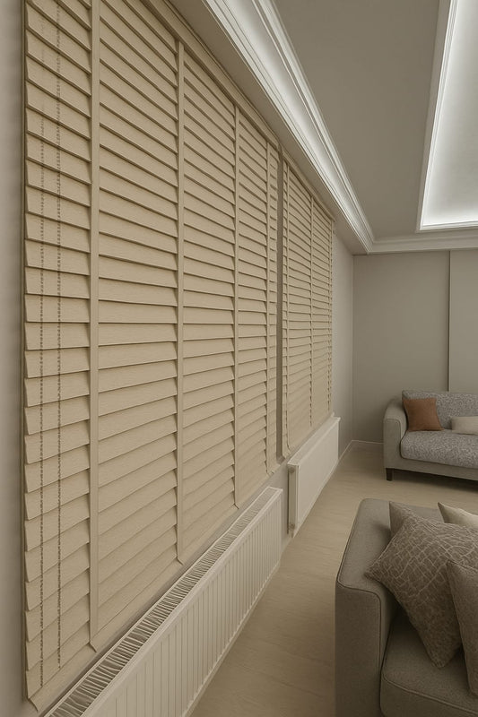 Artella 50mm Orijinal Ahşap Jaluzi Perde Krem