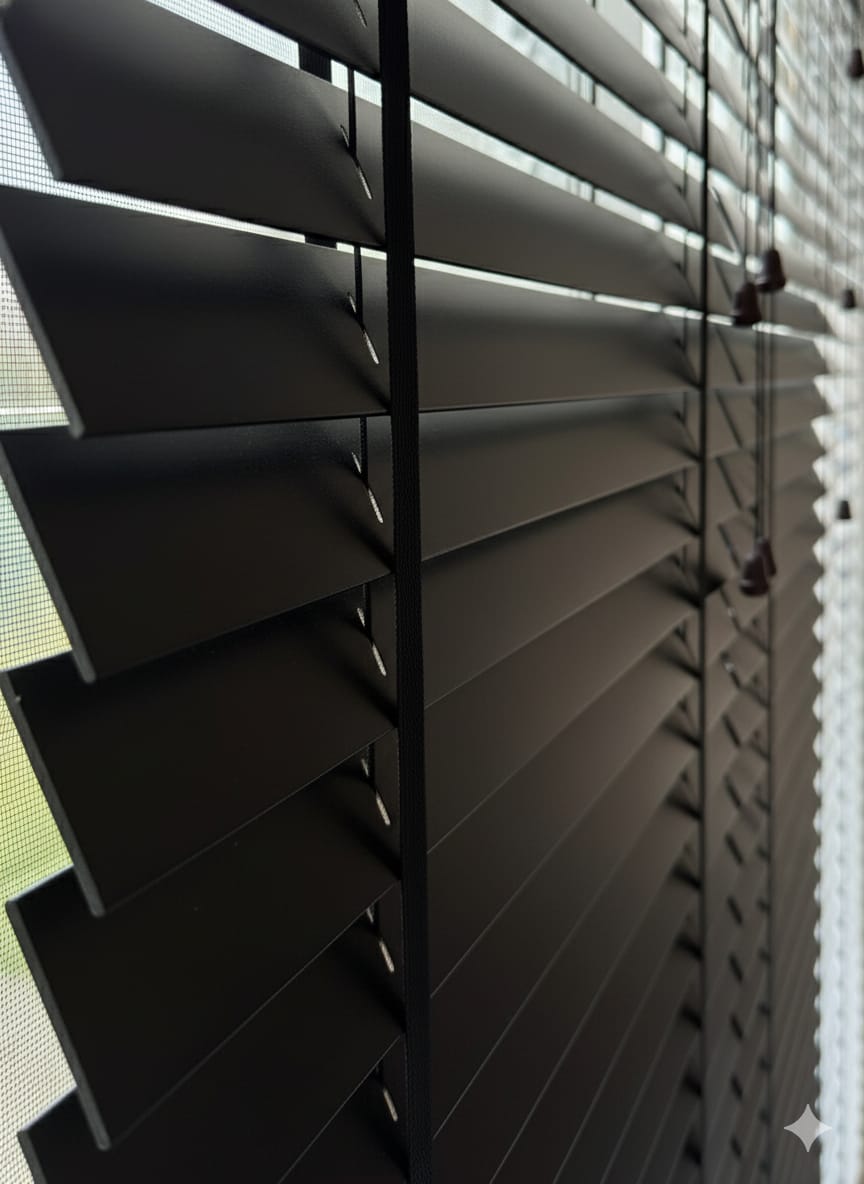 Artella 50mm Orijinal Ahşap Jaluzi Perde Siyah