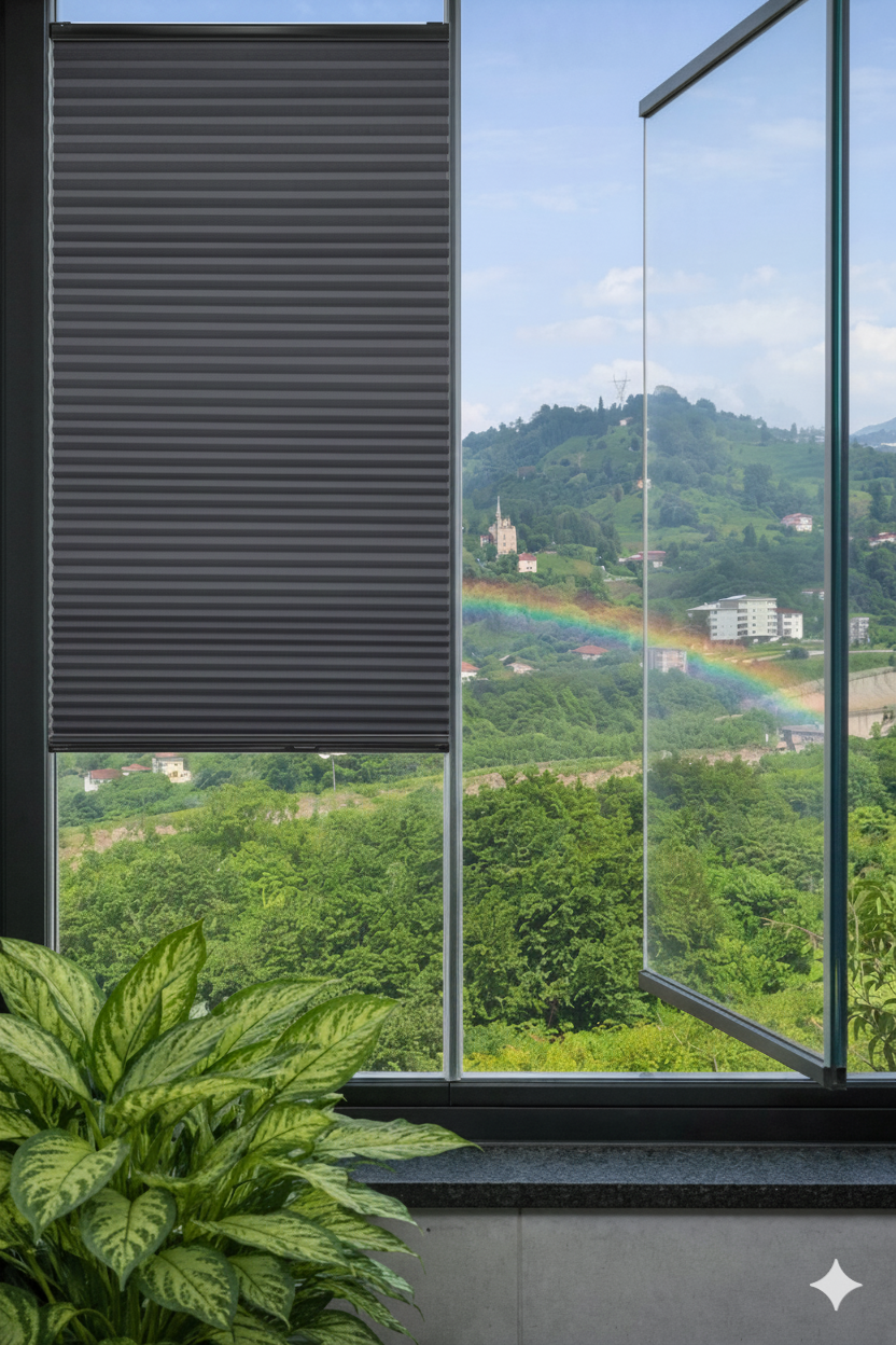 ArtHoneycomb (Petek Desenli) Antrasit Plise Perde