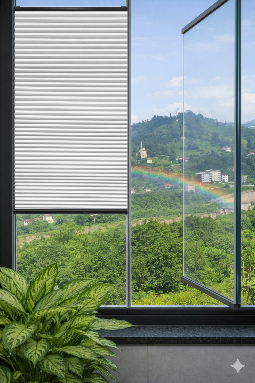 ArtHoneycomb (Petek Desenli) Beyaz Plise Perde