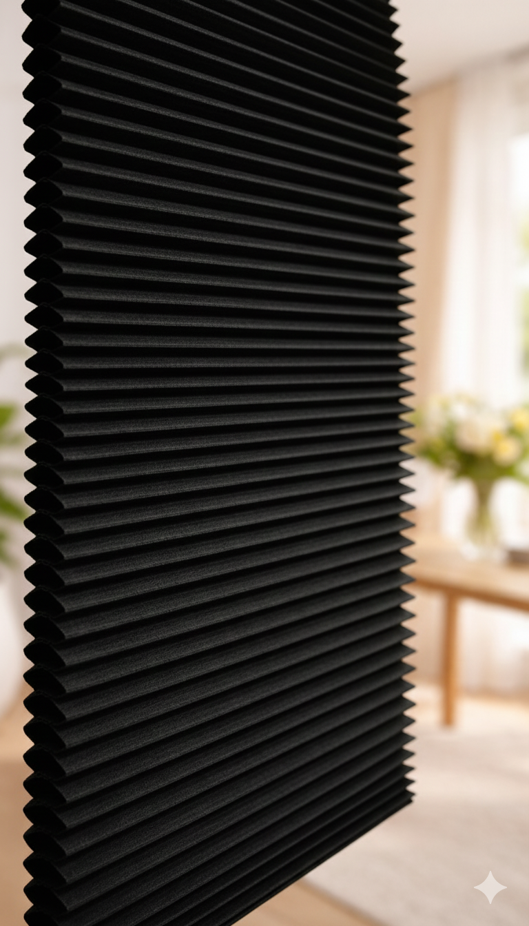 ArtHoneycomb (Petek Desenli) Siyah Plise Perde