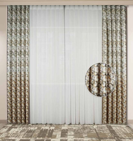 Artella Baskılı Dikey Tül Perde Begonya