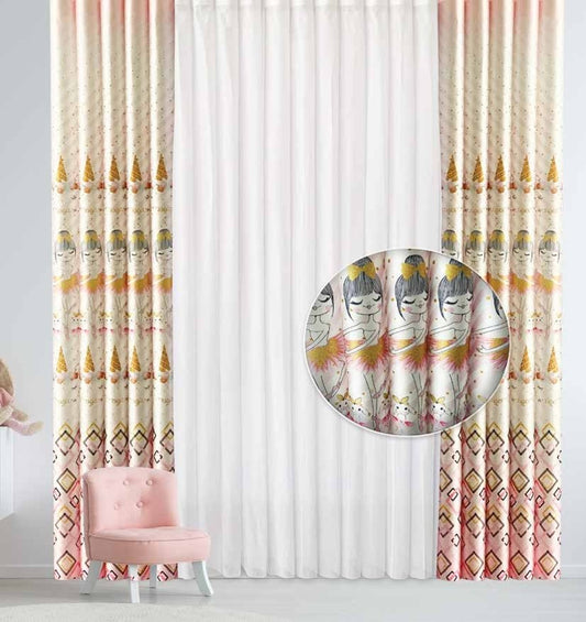 Artella Baskılı Dikey Tül Perde Girls