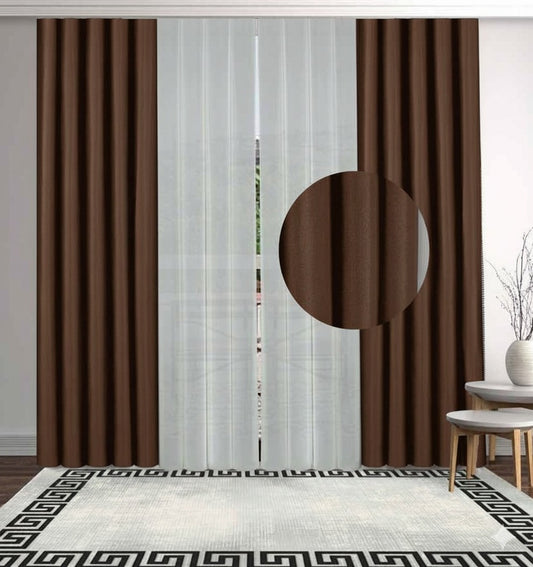 Artella Baskılı Dikey Tül Perde Kahverengi