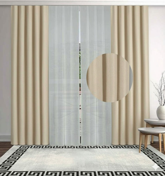 Artella Baskılı Dikey Tül Perde Krem