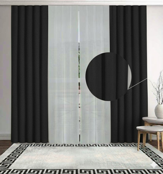 Artella Baskılı Dikey Tül Perde Siyah