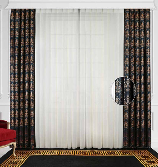 Artella Baskılı Dikey Tül Perde Damask