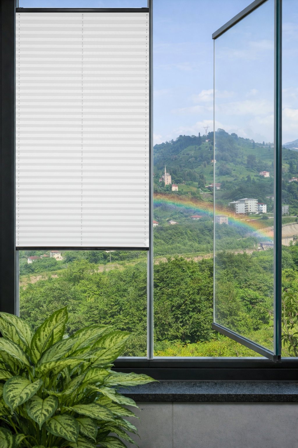 ArtBlackout Beyaz Plise Perde