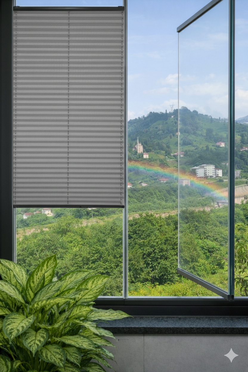 ArtBlackout Gri Plise Perde