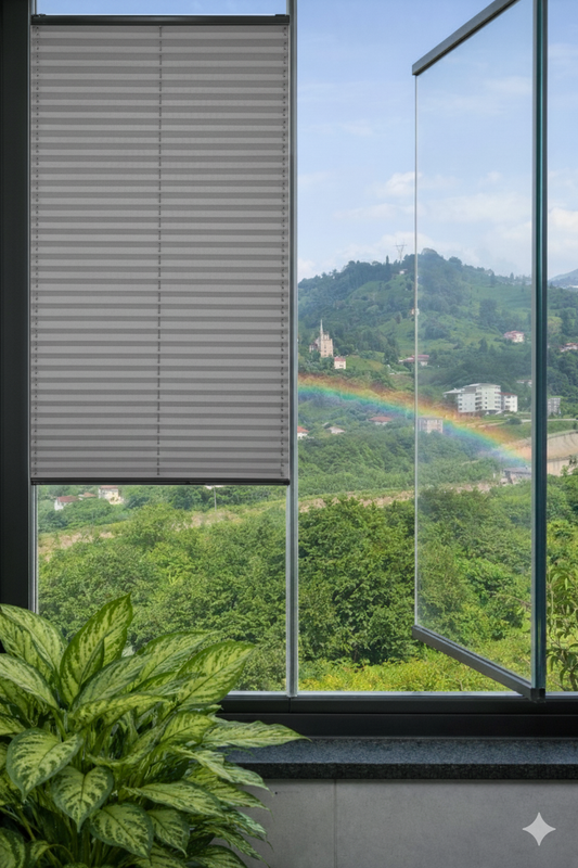 ArtBlackout Gri Plise Perde