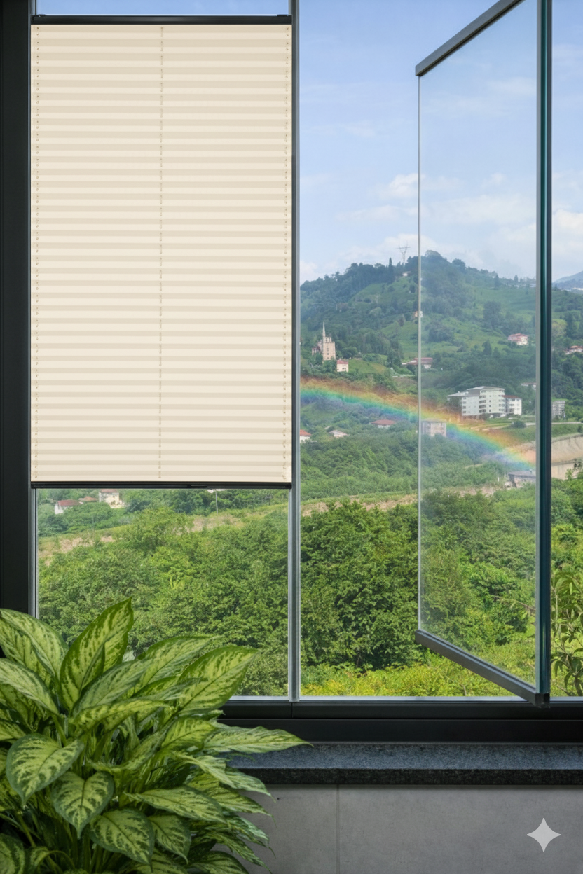 ArtBlackout Krem Plise Perde