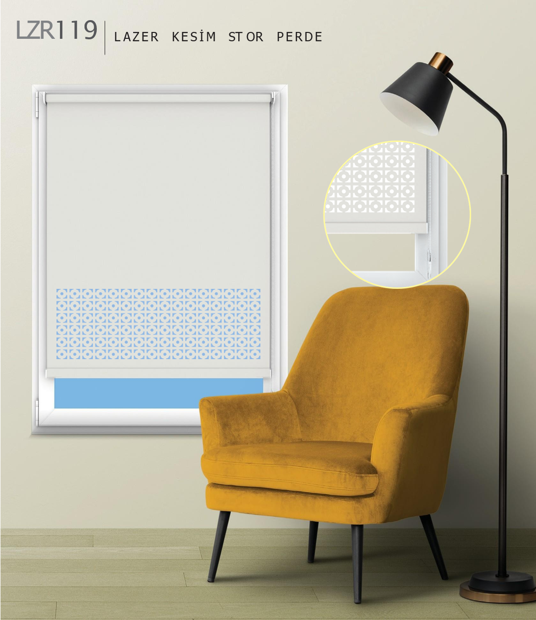 ArtMat Ekru Lazer Stor Perde