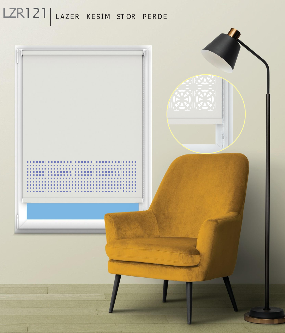 ArtMat Ekru Lazer Stor Perde