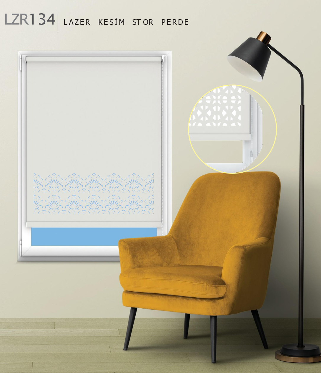 ArtMat Ekru Lazer Stor Perde